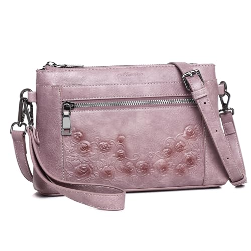 MEITRUE Wristlet Wallet Small Crossbody Bags for Women Clutch Purse Leather Phone Purse with Adjustable & Detachable Strap - color: A7-purple-179