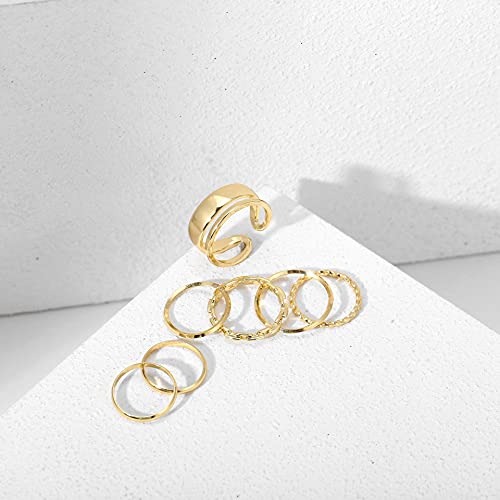 Gold Stackable Rings Set Moon Star Design Adjustable Rings for Everyday Wear Mid FingerPinky Ring Trendy Jewelry Gifts - color: F1
