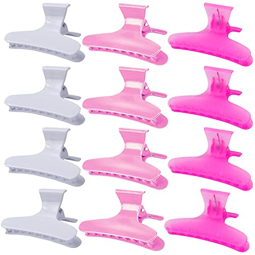 Ondder Hair Clips for Styling - Butterfly Clamps, Claw Clips, Pro Salon Hair Accessories for Women and Girls for Cutting, Coloring, and Hair Styling - color: White & Pink & Rose Red