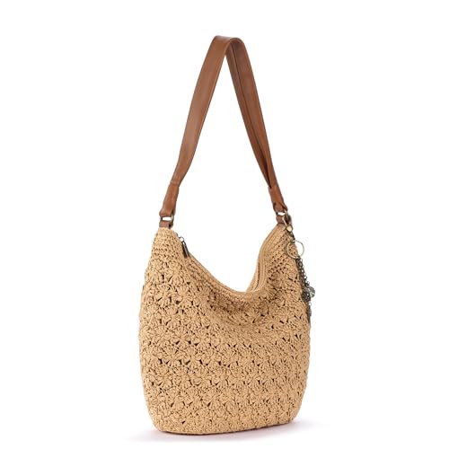 The Sak Sequoia Hobo Bag - Hand Crochet Large Women's Purse for Everyday & Travel - Durable Handbag & Tote With Zipper Pocket - color: Natural Primrose Straw