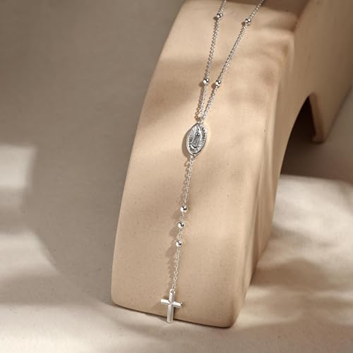 CHESKY Long Necklaces for Women, 14k Gold Plated/Streling Silver Lariat Necklace Dainty Statement Prom Necklace Rosary Cross Sun Drop Pendant Dangle Necklace Gold Prom Jewelry for Women Gifts - style: y necklace 02