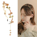 AHONEY Gold Flower Headband for Women Girls Hair Vine Gold Leaf Boho Headband Wedding Fairy Accessories Headpiece - color: Gold