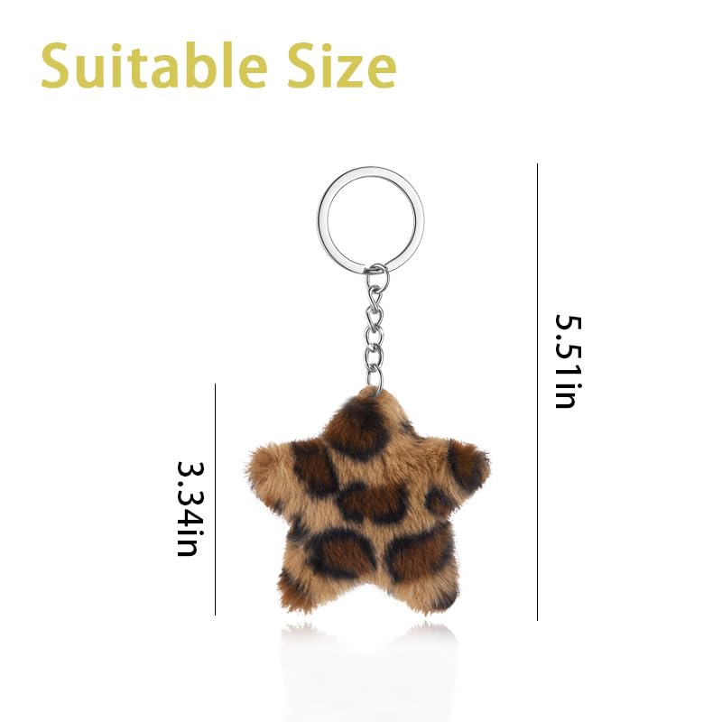 Leopard Faux Fur Keychain for Purse Charms for Handbags Leopard Plush Key Chain for Car Keys - color: Color 6