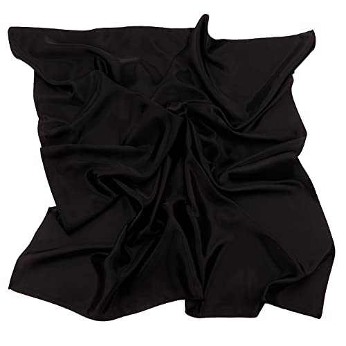 NZKNP Silk-Like Head Scarf - Women's Bandana Wraps - color: 13-black, size: 35"*35"
