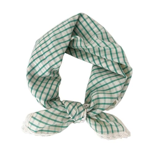 Soft Cotton Like Lace Bandana Headband, Head Wrap, Protective Coverage, Hair Neck Scarf for Women 24 x 24 inch - color: Cas011 - Plaid G
