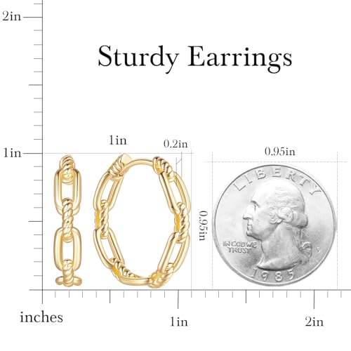 Gold Hoop Earrings 14K Gold Hoop Earrings for Women Gold Earrings for Womens Hoops Hollow Design Hypoallergenic Lightweight Hoops Earring for Women 22/25mm - size: 25 MM