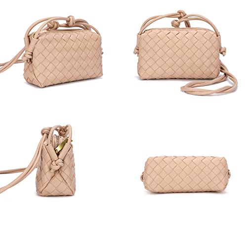 ZEDIUH Woven Bag for Women Crossbody Shoulderbag, Small Vegan Leather Purse - color: Apricot
