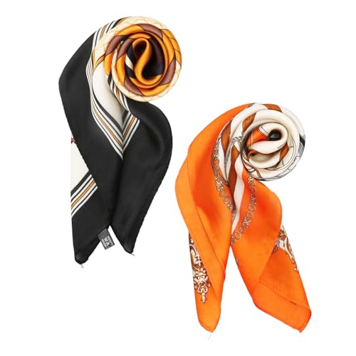 vimate Head Scarf for Women Hair 27'' Square Satin Silk Feeling Bnadana Neck Scarf Handbag Accessories Etc - color: D101#.2 Pack-horse and Carriage