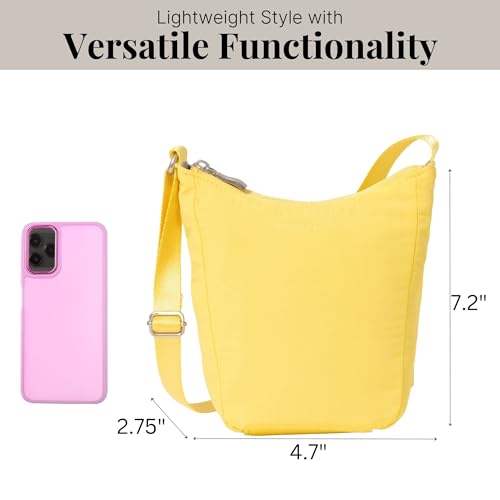 Baggallini Swift Mini Crossbody Bag for Women - 4.5x7 Small Travel Purse with Crossbody Strap and RFID - color: B-lite Lemon