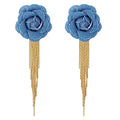 Large Denim Earrings for Women Blue Boho Westen Flower Dangle Earrings Trendy Birthday Christmas Jewelry Gift - color: A-Flower1(Gold)