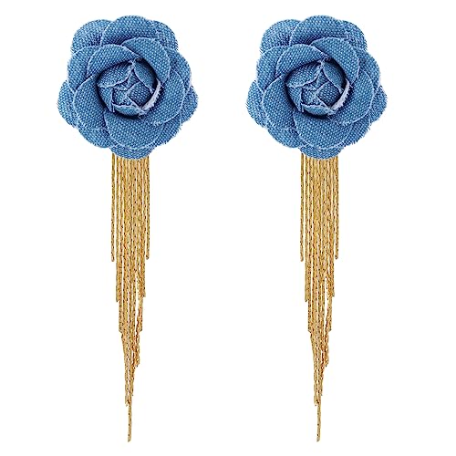 Large Denim Earrings for Women Blue Boho Westen Flower Dangle Earrings Trendy Birthday Christmas Jewelry Gift - color: A-Flower1(Gold)