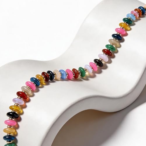 Colorful Chunky Beaded Necklaces for Women - Statement Boho Layered Necklace, Handmade Festival Jewelry, Trendy Bead Necklace Gift - color: Colorful Chunky Beaded Necklace B