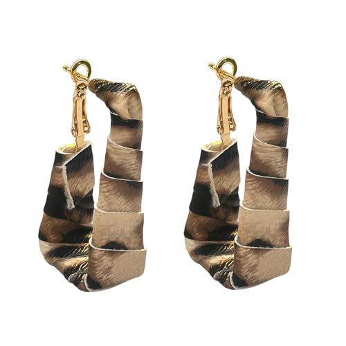 Chunky Leopard Leather Earrings Bohemia Camouflage Leather Dangle Earrings Chunky Rectangle Black White Zebra Print Earring Handmade Vintage Faux Leathers Statement Earring Boho Style Jewelry - color: Claybank