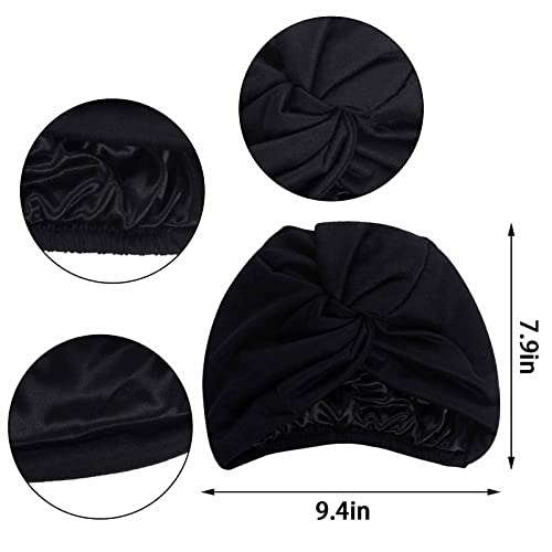 hoyuwak Turbans for Women Satin Lined Hair Bonnet Head Wrap Scarf Cover Durag Headwear Beanie Hat for Sleeping Outing Decor
