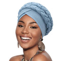African Women Turban Caps Pre-Tied Twisted Turbans Head Scarf for Women Hair Wraps Cover Beanie Cancer Chemo Headwear - color: 1 Pack Double Twisted Braid A: Blue a