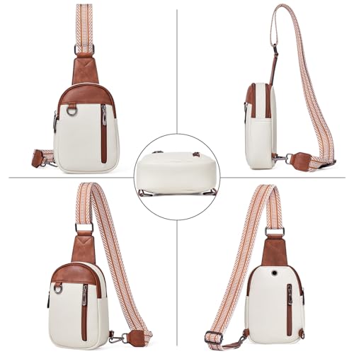 cakang Womens Sling Bag Crossbody Bags for Women Vegan Leather Sling Backpack Daypack Fanny Pack Crossbody Purse Travel - color: 5-white Brown-mini