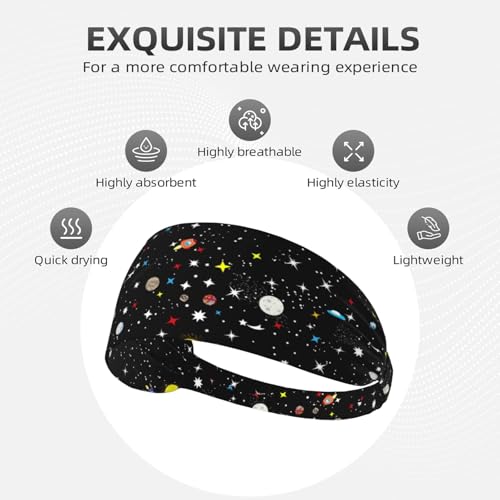 Elastic Sports Headband with Cosmic Space Pattern, Stretchy Workout Hairband for Fitness, Yoga - color: 31
