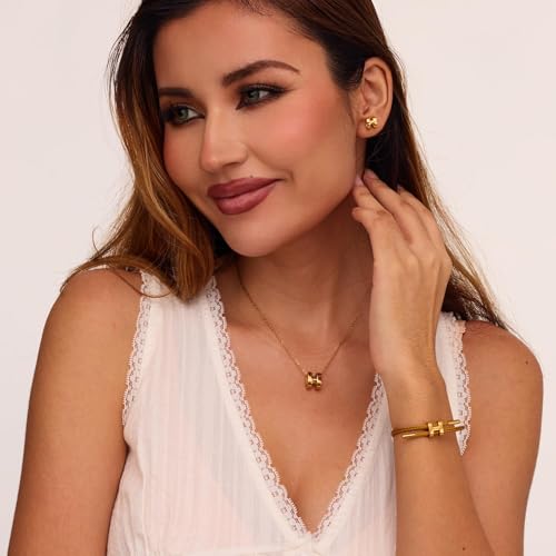 AIMADE Bracelets for Women Adjustable Charm Bracelet, 18k Gold-plated Buckle Design Titanium Steel Wire Rope Women's Gift Jewelry - color: 3pcs-gold