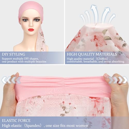 Headwear Turbans for Women - Lightweight Head Scarf for Women's Hair Chiffon Elegant Headwraps Hats - color: Pink