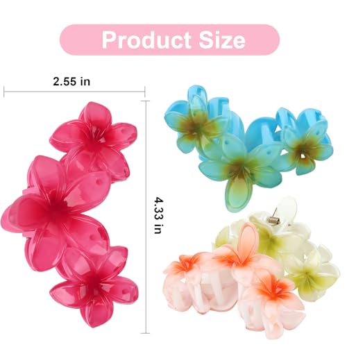 4PCS Flower Hair Clips Claw Clips for Thick Hair Non-Slip Strong Hold Flower Clip Cute Plumeria Hair Clips for Women Girls (Colorful) - color: Multi-colored-D