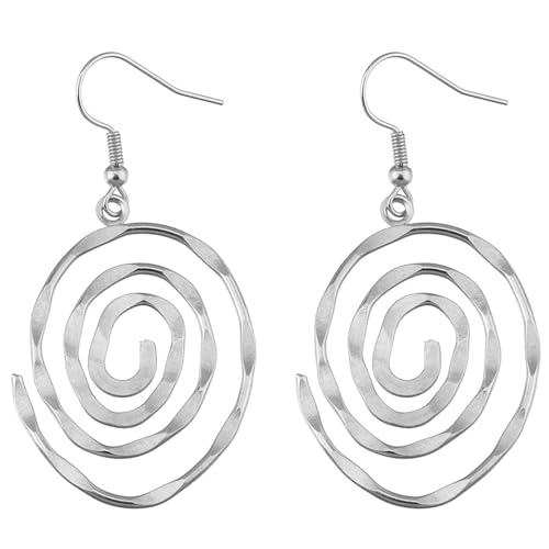 Boho Teardrop Earrings, Handmade Copper Bohemian Earrings, Dangle Antique Ethnic Jewelry for Women - color: Silver vortex