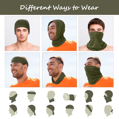 Geyoga 6 Pieces Summer UV Protection Cooling Neck Gaiter Face Clothing Neck Gaiter Mask Scarf Sunscreen Breathable Bandana - color: Dark Color