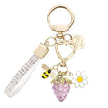 Keychain for Women Girls Bling Heart/Star/Strawberry Key Chain Accessories for Key/Backpack Bag Charm - color: Purple Strawberry