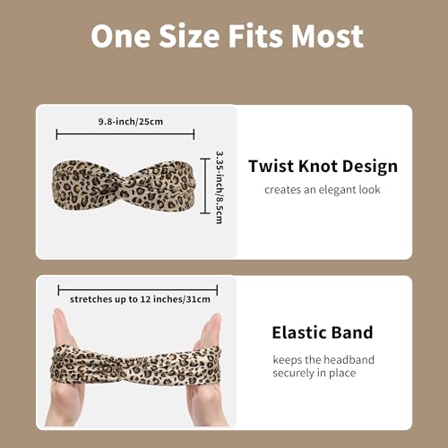 ZLYC Mulberry Silk Headband Elastic Twist Knotted Head Bands for Women's Hair, Leopard Print - color: Leopard Print