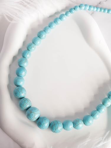 MINACHI Boho Created Turquoise Bead Long Strand Necklace, Bohemian Statement Jewelry Gift for Women - color: S02