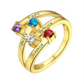 Custom4U Personalized 1-4 Birthstone Rings for Women Promise Rings for Her Sterling Silver Mothers Ring Customized Cubic Zirconia Stones Wedding/Valentine's Day/Mother's Day Jewelry Gift for Mom Wife - color: B-4 Names-Gold