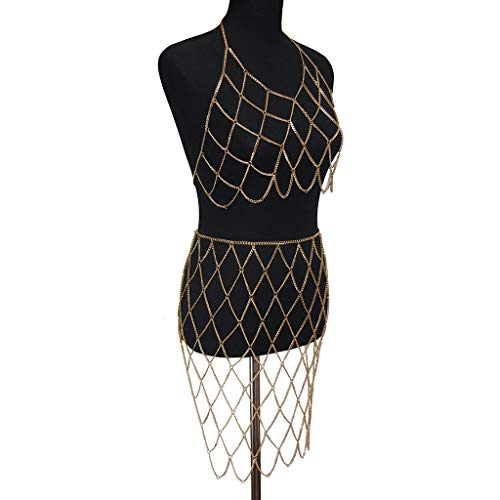 Women's Sexy Suit Body Chain - color: Gold Color-Bra Body Garment Chain Waist Chain Suit-6