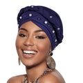 African Women Turban Caps Pre-Tied Twisted Turbans Head Scarf for Women Hair Wraps Cover Beanie Cancer Chemo Headwear - color: 1 Pack Twisted Braid: Pearls Navy Blue