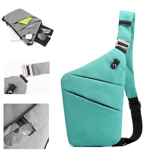 Crossbody Travel Bags for Women, Anti Theft Proof Safe Slim Sling Travel Purses, Personal Flex Shoulder Bag for Men Women - color: Green, size: Left Shoulder