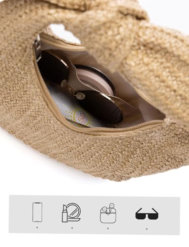 Huralona Women Straw Woven Clutch Purse Pleated Handbag for Summer Beach Vacation Straw Shoulder Crossbody Bag - color: Rainbow4