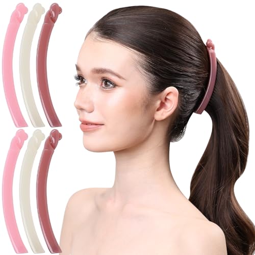 RC ROCHE 6 Pcs Banana Hair Clip Thin Hair Fine Ponytail Maker No Slip Small Claw for Women Secure Grip Jaw Clamp Cute Strong, Medium Cherry Blossom Kiss Collection - color: (Medium) Cherry Blossom