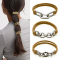 Bracelet Hair Ties for Women, Soft Elastic Ponytails Holders with Silver Jewelry Cute Stretchy Pony Tails Hair Ties for Girls Gifts (Caramel with Silver) - color: Caramel-04