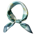 FONYVE 100% Mulberry Silk Scarfs for Women-Lightweight Square Satin Head Scarf-Small Silk Hair Scarf for Sleeping 21"x21" - color: 11 Green Lotus