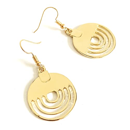 Handmade Unique Bohemian Tribal Hoop Spiral Earring Vintage Gold Silver Geometry Dangle Drop Earrings for Women - color: Gold