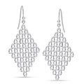 LeCalla Sterling Silver Dangle Earrings for Women | 925 Sterling Silver Long Interlocked Handmade Textured Drop Earring for Women - color: Mesh Briolette Chandelier