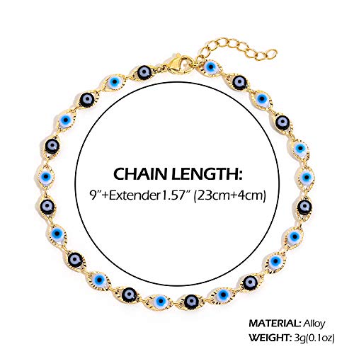 SLOONG Evil Eye Beaded Anklet Bracelets for Women, 14K Gold Plated Ankle Bracelet Jewelry Beach Beads Anklet Set Ankle Bracelets for Women - color: Black & Blue