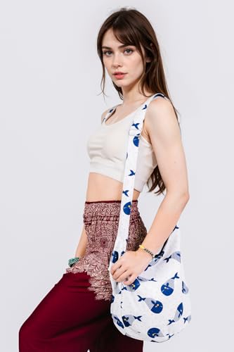 Your Cozy Hobo Sling Bags For Women Crossbody Bag Thai Top Handmade Shoulder Bag with Adjustable Strap - color: Little Whale