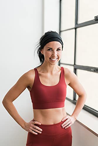 Maven Thread 4" Wide Workout Headbands for Women (4 Pack) – Non-Slip Sweatbands for Gym, Running & Yoga - color: Black