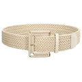 JASGOOD Women Wide Woven Belt for Dresses Rattan Waist Belt Braided Boho Belt with Square Buckle - color: Beige, size: Fit Waist Size 28-32inch