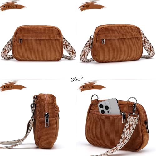 MAXTOP Small Crossbody Bags for Women Belt Bag Fanny Pack with Adjustable Strap - color: Corduroy Brown, style: Small Crossbody Bag
