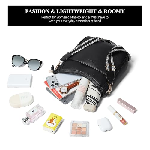 Crossbody Bags for Women Crossbody Purse for Women Vegan Leather Hobo Purses Shoulder Handbags for Daily Travel Work - color: 3-1 Black