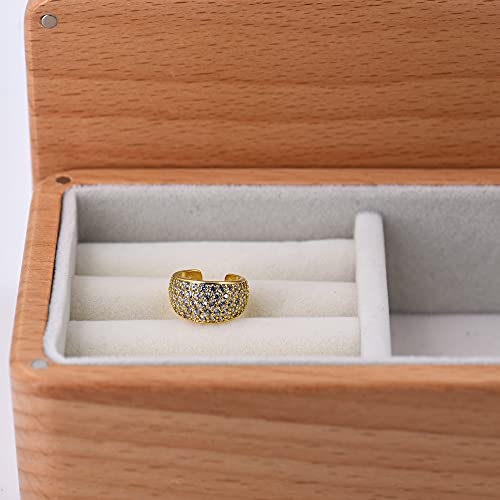 Thick Diamond Ear Cuff | Wide Gold Cuff No Piercing | Chunky Bold Cartilage Cuff Ear Wrap | CZ Hoop Earrings - style: 1 Single Cuff
