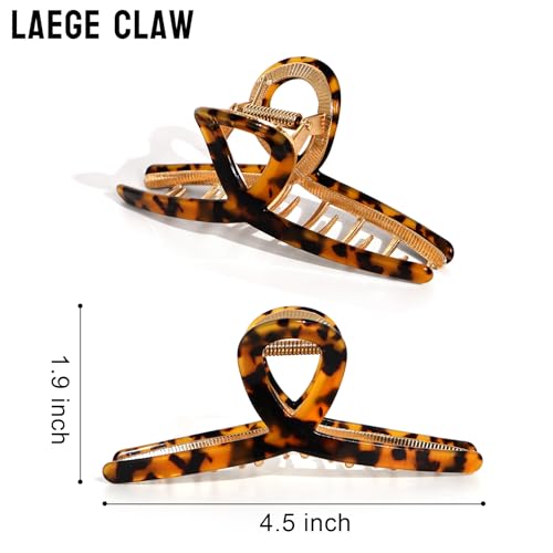 MEDOCA Large Metal Hair Clips - Strong Hold Gold Clips for Thick Locks - Leopard Print Claw Clips for Women and Girls | Strong hold acetate alloy accessories, non slip daily hairpin, elegant French style decoration for thick long curly hair - color: 1.Yel