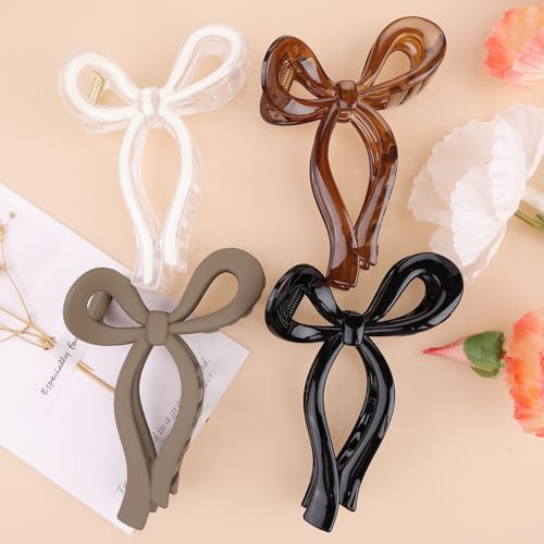 4 Pcs Bow Hair Clips Elegant Hair Claw Butterfly Hair Accessories for Girls Nonslip Butterfly Clips Hair Styling Accessories for Women - color: 4 Pcs-Unique Style