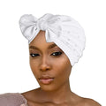 Bohend Stretchy Bowknot Turban Headband Elastic Cap Non Slip Bonnet Beanie Headwrap Hats for Women and Girls - color: White