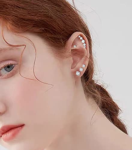 REVOLIA 32Pcs Stainless Steel Cartilage Stud Earrings for Women Conch Helix Tragus Daith Conch Hoop Earing Piercing Jewelry Set - color: Silver-tone